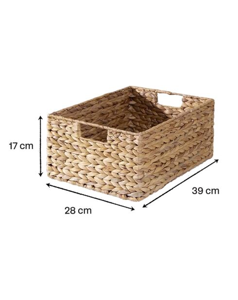 Panier en jacinthe d'eau armature métal - H.17 cm