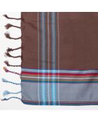 Pareo Watamu de algodón kikoy chocolate - 165x100 cm