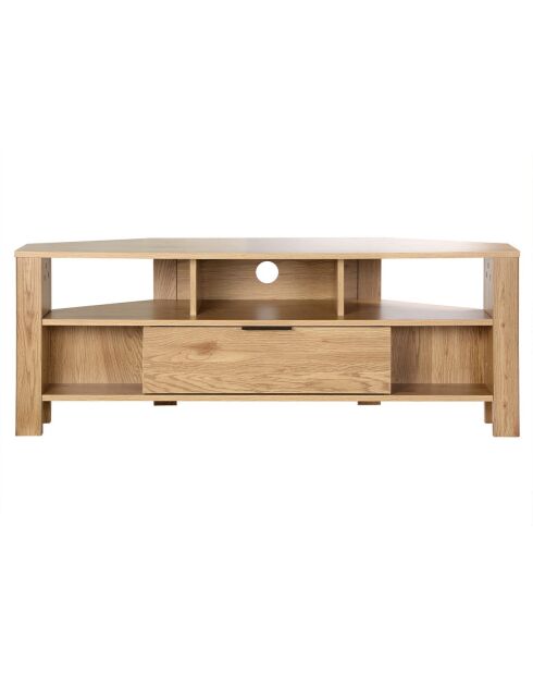 TV-Ecktisch mit 1 Schublade und Eichendekor - L.120 cm