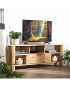 TV-Ecktisch mit 1 Schublade und Eichendekor - L.120 cm