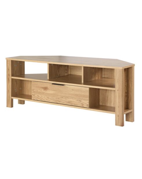 TV-Ecktisch mit 1 Schublade und Eichendekor - L.120 cm