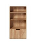 Estante Modu de 3 niveles y almacenamiento de 2 puertas con decoración de madera marrón, H.120 cm
