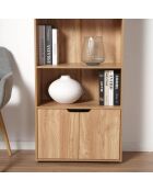 Estante Modu de 3 niveles y almacenamiento de 2 puertas con decoración de madera marrón, H.120 cm