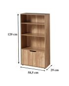 Estante Modu de 3 niveles y almacenamiento de 2 puertas con decoración de madera marrón, H.120 cm