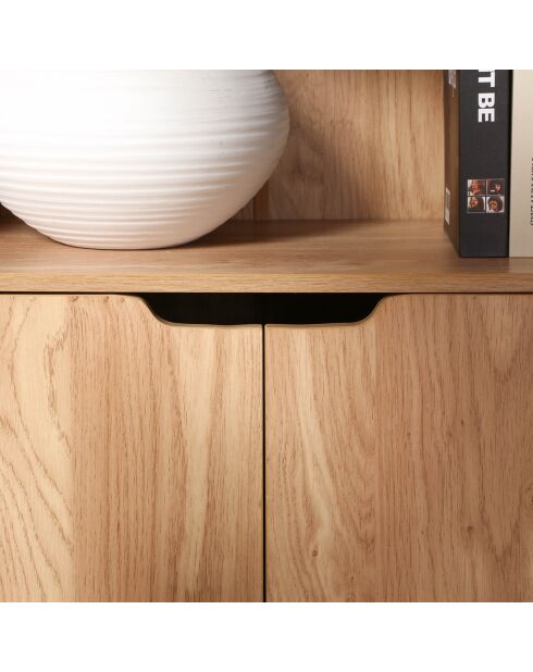 Modu 3-stöckiges Regal und 2-türiger Stauraum mit braunem Holzdekor — H.120 cm