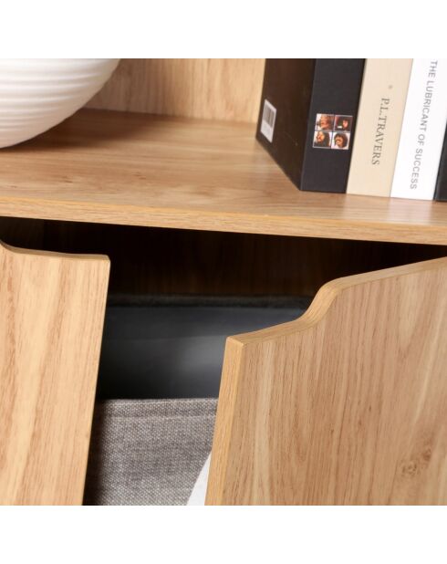 Modu 3-stöckiges Regal und 2-türiger Stauraum mit braunem Holzdekor — H.120 cm