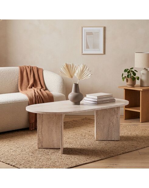 Table basse Iris ovale décor bois clair - L.119 cm