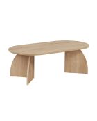 Table basse Selene avec plateau ovale et pieds courbés décor chêne saphir - L.120 cm
