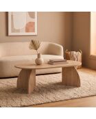 Table basse Selene avec plateau ovale et pieds courbés décor chêne saphir - L.120 cm