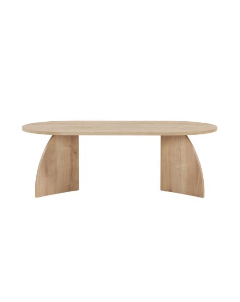 Table basse Selene avec plateau ovale et pieds courbés décor chêne saphir - L.120 cm