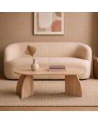 Table basse Selene avec plateau ovale et pieds courbés décor chêne saphir - L.120 cm