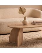 Table basse Selene avec plateau ovale et pieds courbés décor chêne saphir - L.120 cm