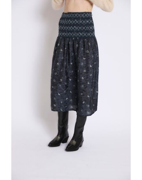 Gonna Nido Flor in cotone blu