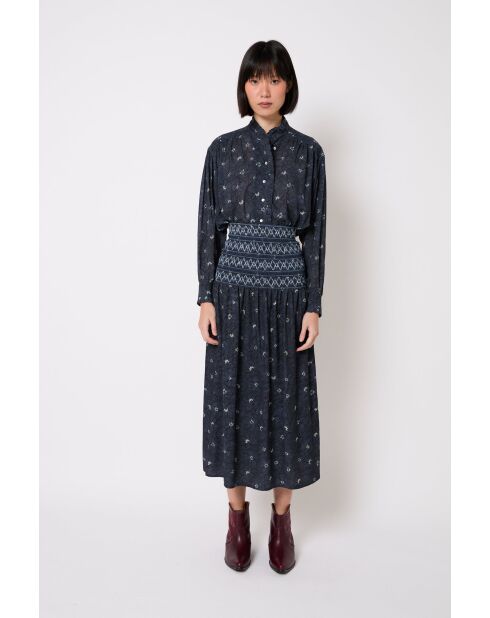 Gonna Nido Flor in cotone blu