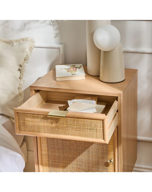 Table de chevet Miya avec cannage en rotin naturel