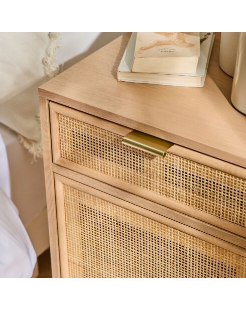 Table de chevet Miya avec cannage en rotin naturel