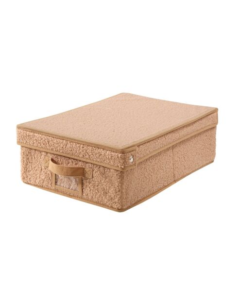 Scatola portaoggetti con coperchio in tessuto ad anello beige - L.31,5 cm