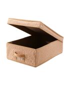 Scatola portaoggetti con coperchio in tessuto ad anello beige - L.31,5 cm