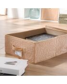 Scatola portaoggetti con coperchio in tessuto ad anello beige - L.31,5 cm