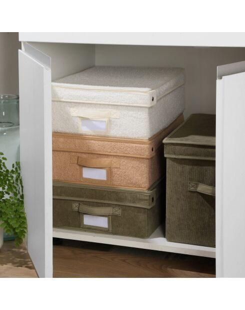 Scatola portaoggetti con coperchio in tessuto ad anello beige - L.31,5 cm