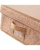 Scatola portaoggetti con coperchio in tessuto ad anello beige - L.31,5 cm