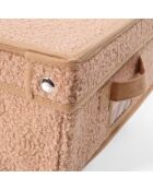 Scatola portaoggetti con coperchio in tessuto ad anello beige - L.31,5 cm