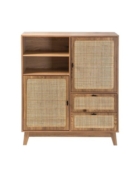 Hohes Sideboard Alia, 2 Türen, 2 Schubladen mit Rattanfronten, H.120 cm