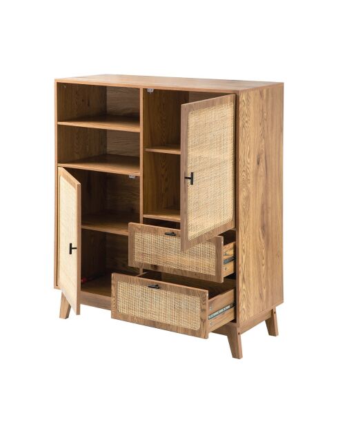Hohes Sideboard Alia, 2 Türen, 2 Schubladen mit Rattanfronten, H.120 cm