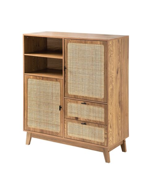 Hohes Sideboard Alia, 2 Türen, 2 Schubladen mit Rattanfronten, H.120 cm
