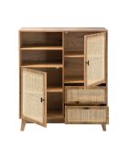 Hohes Sideboard Alia, 2 Türen, 2 Schubladen mit Rattanfronten, H.120 cm