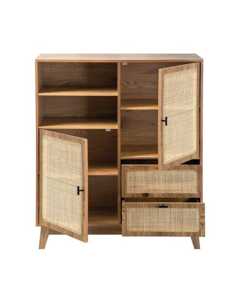 Hohes Sideboard Alia, 2 Türen, 2 Schubladen mit Rattanfronten, H.120 cm