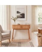Console Ernest 2 portes coulissantes décor bois marron clair - L.100 cm