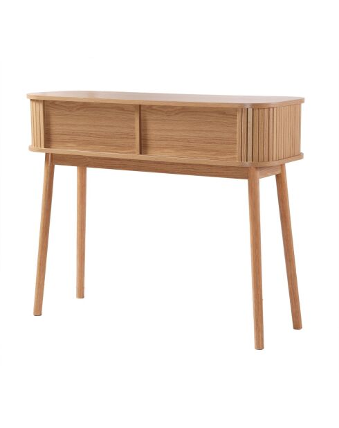 Console Ernest 2 portes coulissantes décor bois marron clair - L.100 cm