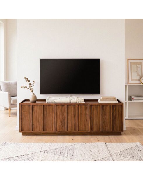 Abel 3-türiger TV-Ständer in Walnusseffekt mit Rand, L.140 cm