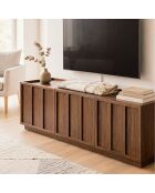 Abel 3-türiger TV-Ständer in Walnusseffekt mit Rand, L.140 cm