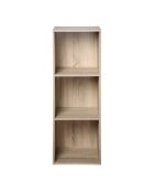 Estante de almacenamiento contemporáneo de 3 compartimentos con decoración de madera clara