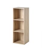 Estante de almacenamiento contemporáneo de 3 compartimentos con decoración de madera clara