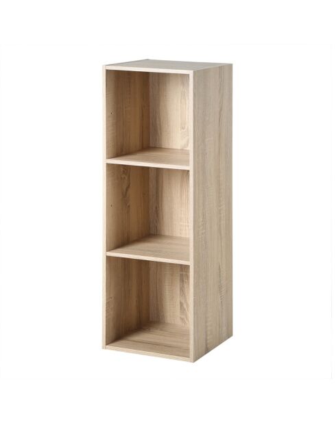 Estante de almacenamiento contemporáneo de 3 compartimentos con decoración de madera clara