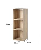 Estante de almacenamiento contemporáneo de 3 compartimentos con decoración de madera clara