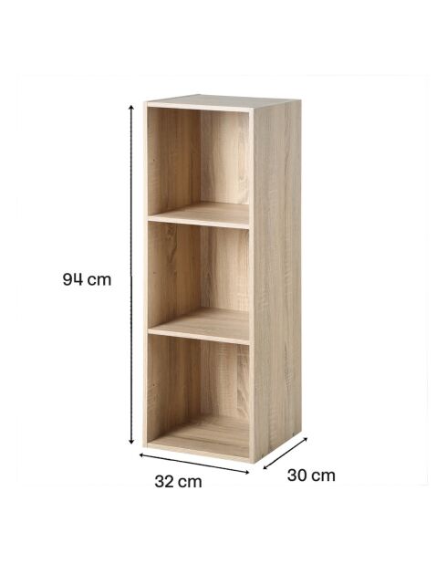 Estante de almacenamiento contemporáneo de 3 compartimentos con decoración de madera clara