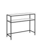 Console Selia en métal avec 2 tablettes en verre trempé coloris noir et transparent - L.90 cm