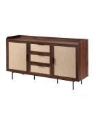 Jetson Sideboard mit 2 Türen und 3 Schubladen, Nussbaumdekor und Stofffronten, L.140 cm