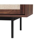 Jetson Sideboard mit 2 Türen und 3 Schubladen, Nussbaumdekor und Stofffronten, L.140 cm