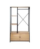 Kleiderschrank Lenny mit Regalen und Stauraum 2 Türen aus schwarzem und hellem Holz - H.167 cm