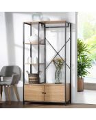 Kleiderschrank Lenny mit Regalen und Stauraum 2 Türen aus schwarzem und hellem Holz - H.167 cm