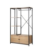 Kleiderschrank Lenny mit Regalen und Stauraum 2 Türen aus schwarzem und hellem Holz - H.167 cm