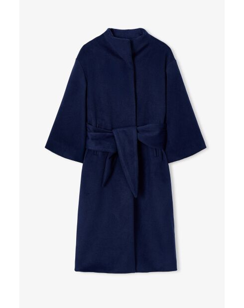 Tokyo Superlana marineblauer Wollmantel
