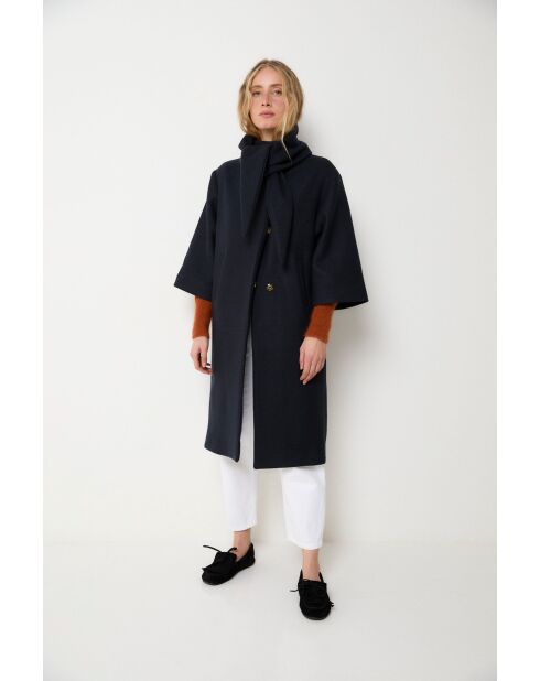 Tokyo Superlana marineblauer Wollmantel