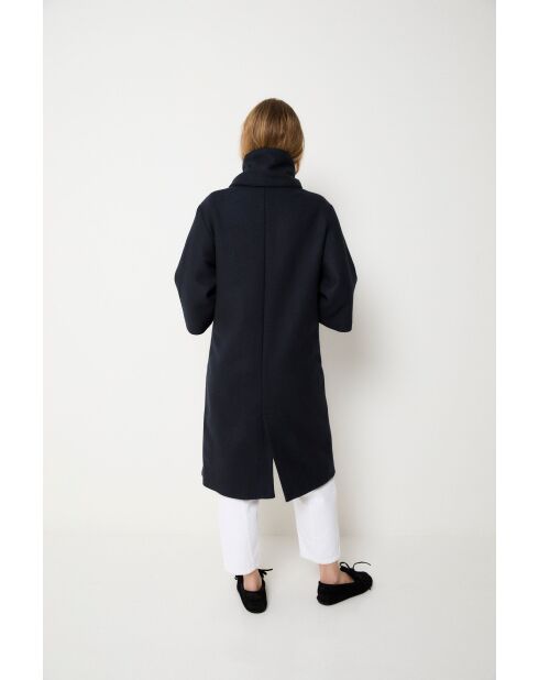 Tokyo Superlana marineblauer Wollmantel