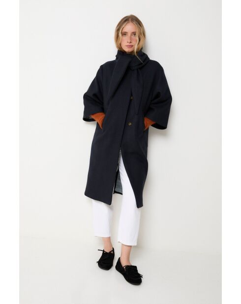Tokyo Superlana marineblauer Wollmantel